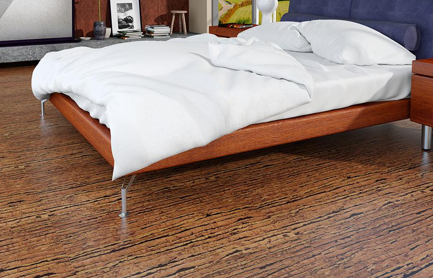 Пробковый пол замковый Corkstyle Natural Cork Tigre 915×305×10,5 фото в интерьере